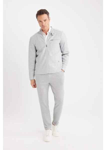 Slim Fit Dar Kesim Dik Yaka Fermuarlı Mont D7534AX25SP