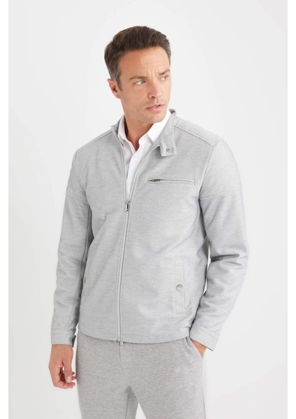 Slim Fit Dar Kesim Dik Yaka Fermuarlı Mont D7534AX25SP