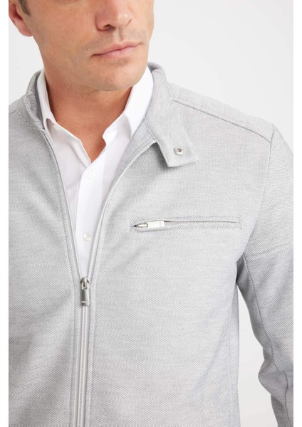 Slim Fit Dar Kesim Dik Yaka Fermuarlı Mont D7534AX25SP