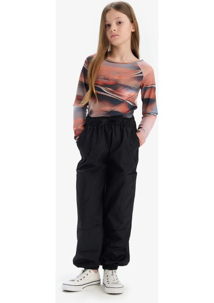 Kız Çocuk Paraşüt Kargo Jogger Paça Pamuklu Pantolon D7607A825SM