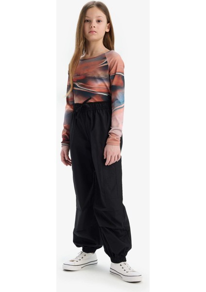 Kız Çocuk Paraşüt Kargo Jogger Paça Pamuklu Pantolon D7607A825SM