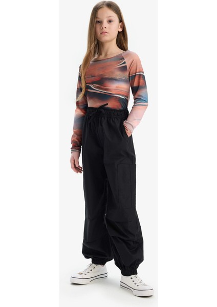 Kız Çocuk Paraşüt Kargo Jogger Paça Pamuklu Pantolon D7607A825SM