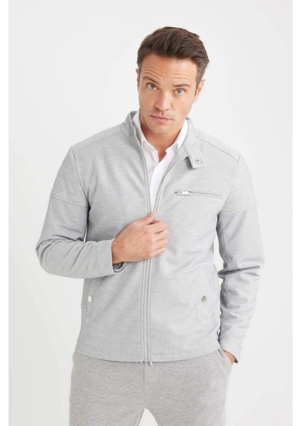 Slim Fit Dar Kesim Dik Yaka Fermuarlı Mont D7534AX25SP