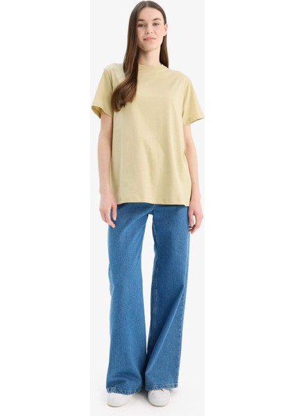 Regular Fit Bisiklet Yaka Kısa Kollu Tişört Tunik E7624AX25SP