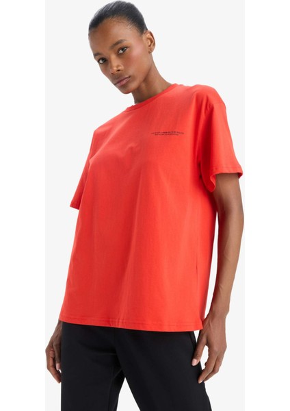 Defactofit Oversize Geniş Kalıp Bisiklet Yaka Kısa Kollu TIŞÖRT T7793AZ25SP