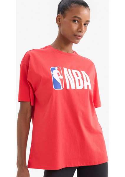 Defactofit Nba Wordmark Oversize Fit Bisiklet Yaka Baskılı Sporcu Kısa Kollu TIŞÖRT V9082AZ25SP
