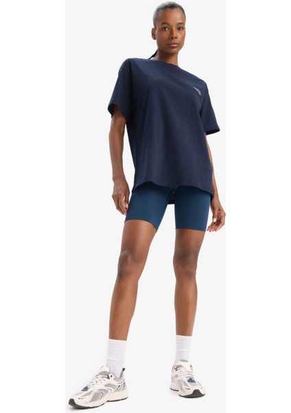 Defactofit Oversize Geniş Kalıp Bisiklet Yaka Kısa Kollu TIŞÖRT T7793AZ25SP