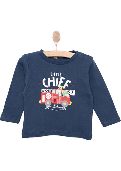 Basic Itfaiye Araç Desenli Interlok Uzun Kol Tshirt Erkek Bebek