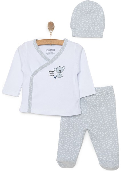 Yenidoğan Zıbın-Şapka-Patikli Alt 3lü Set Erkek Bebek
