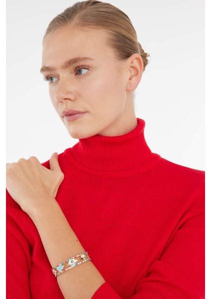 Kadın Renkli Taşlı Kelepçe Bileklik E3124AXNS