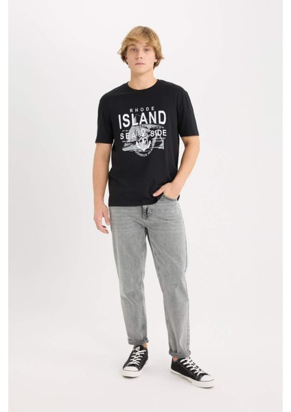 %100 Pamuk Regular Fit Bisiklet Yaka Baskılı Kısa Kollu Tişört D9353AX25SP fiyatları