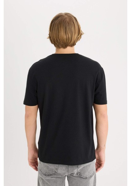 %100 Pamuk Regular Fit Bisiklet Yaka Baskılı Kısa Kollu Tişört D9353AX25SP indirimleri