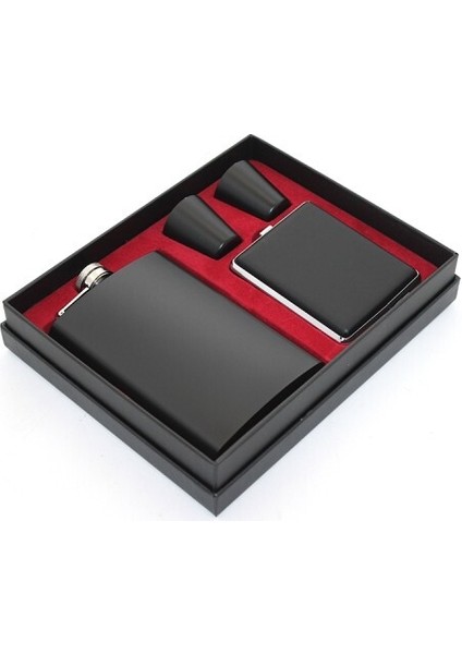 Paslanmaz Çelik 2 Shot Bardak ve Sigara Tabakalı Matara Seti