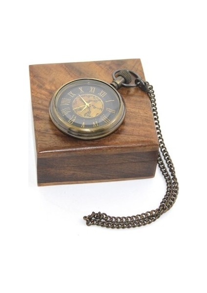 Ahşap Kutulu Pirinç Köstekli Saat Model 8