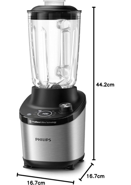 Yüksek Hızlı Blender 7000 Serisi, 1500W, 2l Cam Kavanoz, 12 Hız, 6 Program HR3760/00