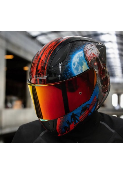 Rapıd 2 Race Zombıe Fullface Motosiklet Kaskı Kırmızı Camlı