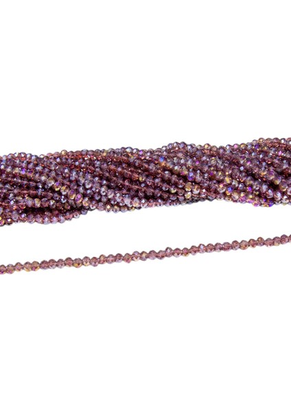 4 mm Açık Mürdüm Basık Kristal Cam Boncuk 1 Dizi - 110 Adet