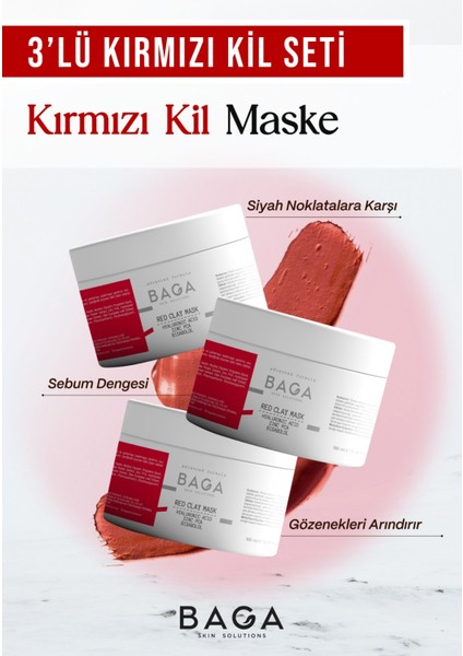 Kırmızı Kil Maske 3'lü