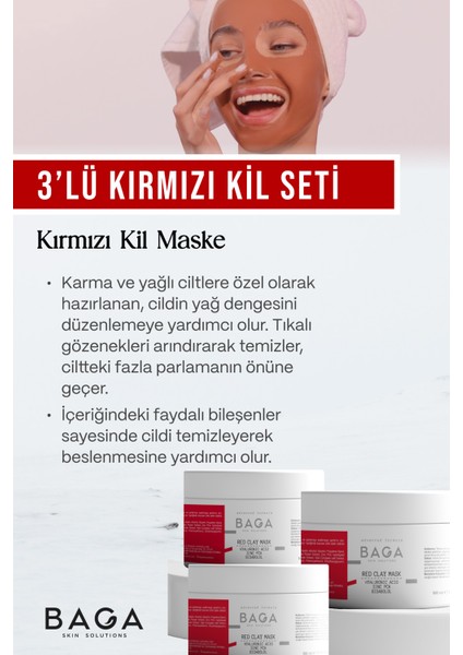 Kırmızı Kil Maske 3'lü fiyatları