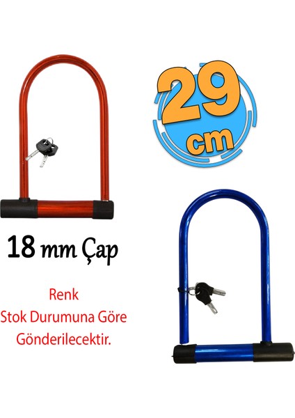 Motosiklet Bisiklet Direksiyon U Kilidi Halat Zincir Çap 18 mm Çelik Hırsız Güvenlik 29 cm