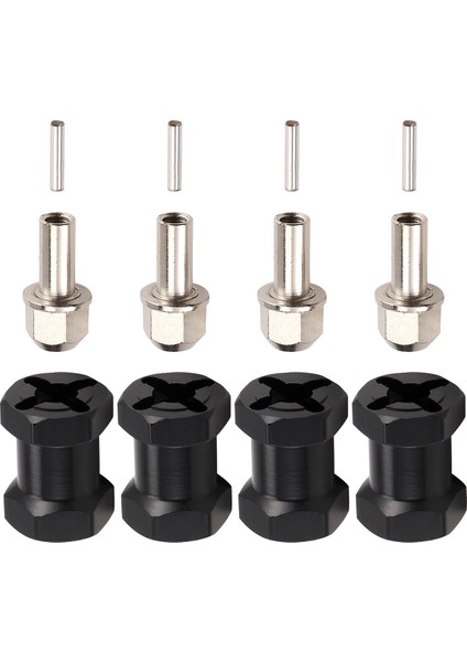 4 Adet 12MM Altıgen Tekerlek Göbeği Tahrik Adaptörü 17MM Uzatma Kombinasyon Bağlantı Parçası 1/10 Rc Araba Paletli SCX10 D90, Siyah (Yurt Dışından)