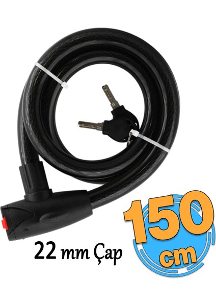 Motosiklet Kilidi Çap 22 mm Bisiklet Halat Zincir Çelik Kilit Hırsız Önlem Güvenlik 150 cm Kalın
