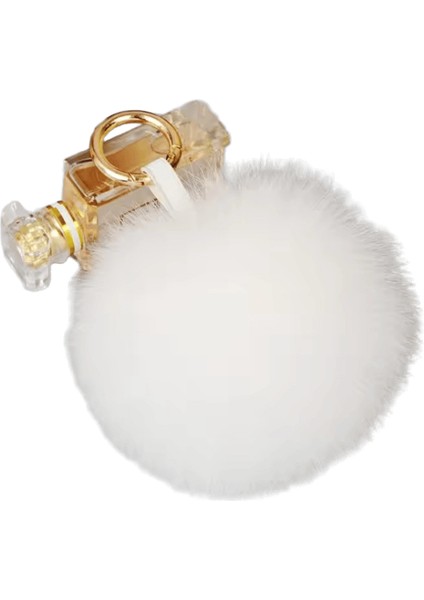 2024 Lüks 13CM Kaık Gerçek Tilki Kürk Top Pom Poms Kürk Ponpon Yüksek Kaliteli Anahtarlık Araba Anahtarlık Metal Halka Kolye Kadınlar Için Renk: Beyaz / Boyut: 13 cm (Yurt Dışından)