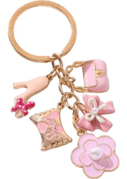 Güzel Pembe Kalp Çiçek Yay Düğüm Çanta Emaye Anahtarlık Sevimli Moda Anahtarlık Kadınlar Için Kız El Yapımı Doğum Günü Hediyesi Takı (Yurt Dışından)