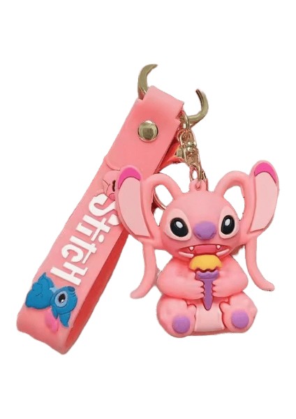 Disney Karikatür Sevimli Lilo Stitch Silikon Kolye Anahtarlık Kadınlar Erkekler Hayranları Için Kawaii Scrump Melek Anahtarlık Sırt Çantası Araba Anahtarları IÇINRENK:QKC0176 (Yurt Dışından)