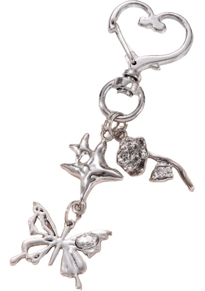 Y2K Kalp Yıldız Kelebek Çiçek Emaye Anahtarlık Klasik Aşk Uçan Böcek Anahtarlık Kadınlar Erkekler Için Iyi Hediye El Yapımı Takı Seti (Yurt Dışından)