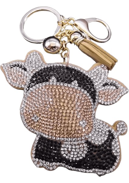 Kadınlar Erkekler Için Sevimli Inek Anahtarlıklar Rhinestone Altın Renkli Metal Anahtarlık Sığır Çanta Kolye Aksesuarları Takı Llavero K9804S01RENK:A Gd Bai (Yurt Dışından)