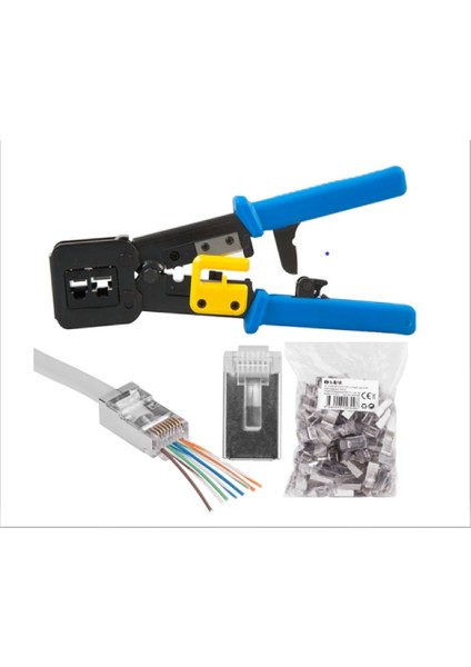 SL-830W Yeni Nesil Pense+50 Adet Yeni Nesil Metal Cat6 Jak 8P8C/RJ-45, 6P4C/RJ11
