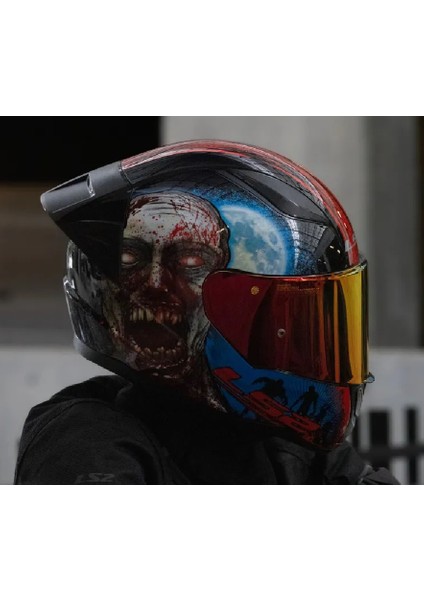 Rapıd 2 Race Zombıe Kapalı Motosiklet Kaskı Kırmızı Camlı