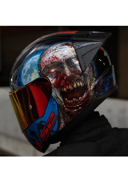Rapıd 2 Race Zombıe Kapalı Motosiklet Kaskı Kırmızı Camlı