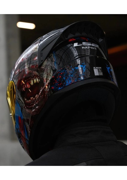 Rapıd 2 Race Zombıe Kapalı Motosiklet Kaskı Kırmızı Camlı