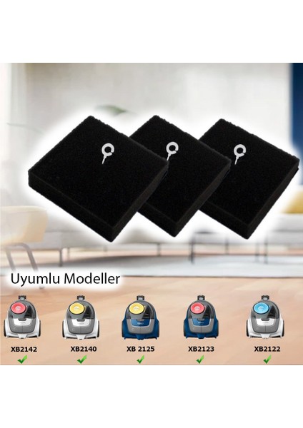Philips Xb 2122,XB 2123,XB 2125,XB 2140,XB 2142 ile Uyumlu Hazne Içi Filtre Süngeri 3'lü fiyatları