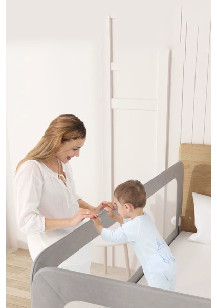 180 - 65 cm Bebek Çocuk Güvenlik Yatak Bariyeri Katlanabilir Baza Korkuluğu Gri Bed Rail For Baby