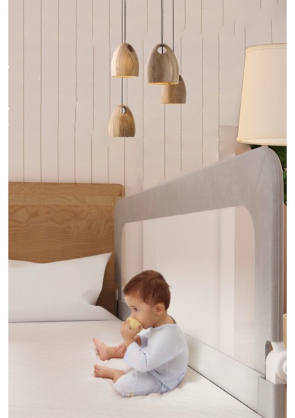 180 - 65 cm Bebek Çocuk Güvenlik Yatak Bariyeri Katlanabilir Baza Korkuluğu Gri Bed Rail For Baby