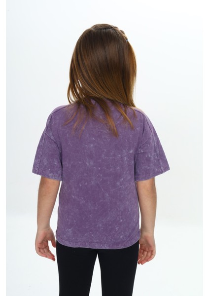 Kız Çocuk Yıkamalı Kalp Baskılı Tişört fırsatları