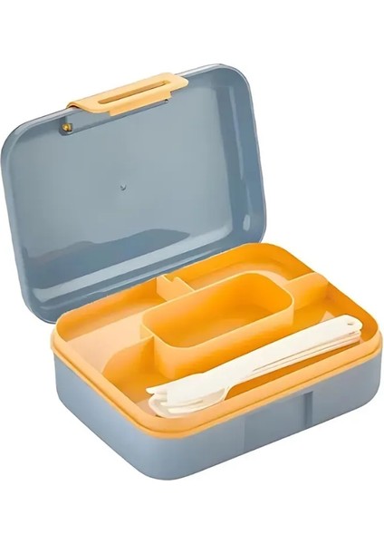 6 Bölmeli Yemek Saklama Kabı – Çatal, Kaşık ve Bıçaklı Beslenme Kutusu, Lunch Box Diyet, Mavi modelleri