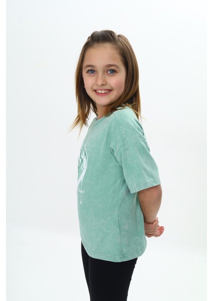 Kız Çocuk Yıkamalı Kalp Baskılı Tişört indirimleri