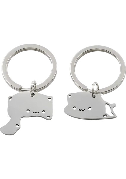 Paslanmaz Çelik Hayvan Anahtarlık Seti, Araba Anahtarlığı, Su Samurları Anahtarlık, Çanta Kolyesi, Kankalar ve Çiftler Için Hediye, 1çift (Yurt Dışından)