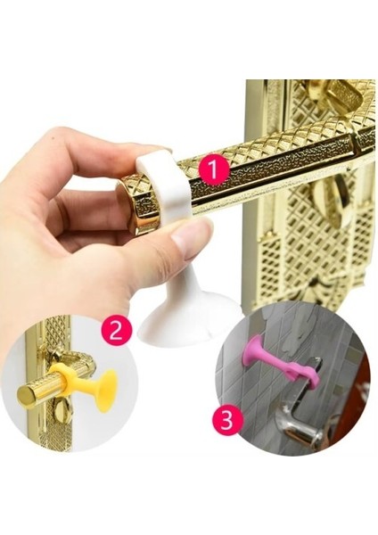 Renkli Vantuzlu Geçmeli Kapı Kolu Stoper 4lü Set
