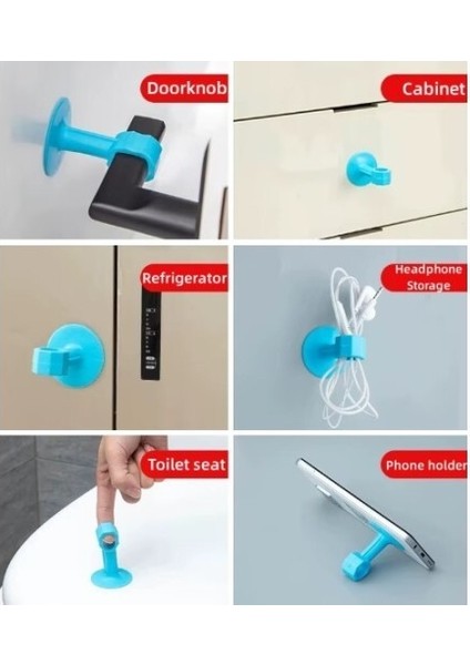 Renkli Vantuzlu Geçmeli Kapı Kolu Stoper 4lü Set