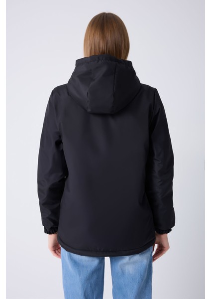 Kadın Siyah Içi Kürklü Su ve Rüzgar Geçirmez Kapüşonlu Kışlık Mont & Kaban & Parka ML-FMM-100-K fırsatları