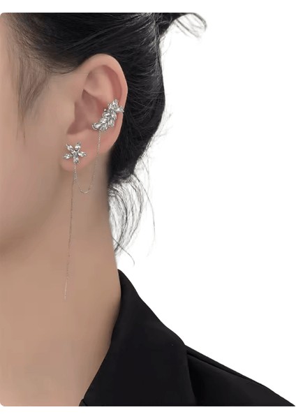 Lüks Kristal Çiçek Püskül Damla Küpe Kadınlar Için Parlak Zirkon Opal Uzun Dangle Küpe Kızlar Parti Düğün Takı Hediye Metal RENK:ER22Y1660 (Yurt Dışından)