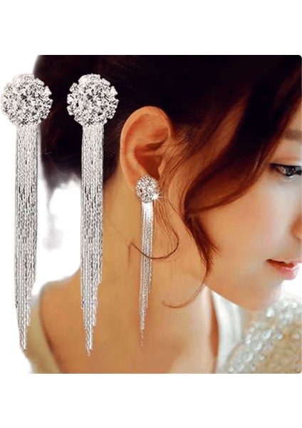 Lüks Kristal Çiçek Püskül Damla Küpe Kadınlar Için Parlak Zirkon Opal Uzun Dangle Küpe Kızlar Parti Düğün Takı Hediye Metal RENK:ER22Y1839 (Yurt Dışından)