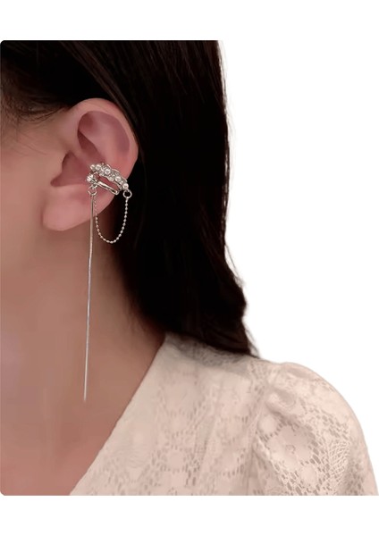 Lüks Kristal Çiçek Püskül Damla Küpe Kadınlar Için Parlak Zirkon Opal Uzun Dangle Küpe Kızlar Parti Düğün Takı Hediye Metal RENK:ER22Y1180 (Yurt Dışından)