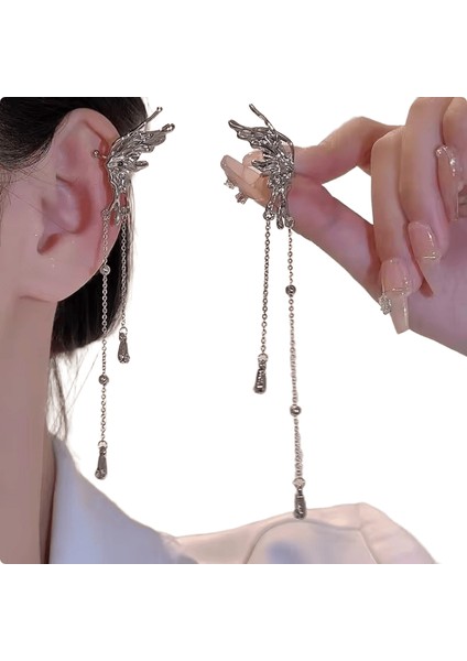 Lüks Kristal Çiçek Püskül Damla Küpe Kadınlar Için Parlak Zirkon Opal Uzun Dangle Küpe Kızlar Parti Düğün Takı Hediye Metal RENK:ER22Y1210 (Yurt Dışından)
