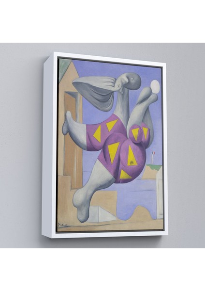 Çerçeveli Pablo Picasso - Plaj Topu Ile Yıkanıyor Tablosu - Pablo Picasso Bather With BEACHBALL-8076